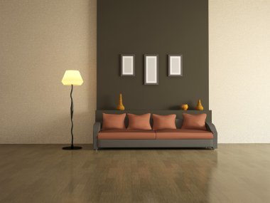 The interior of with brown sofa clipart
