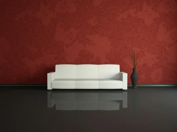 白いソファ、花瓶 — ストック写真
