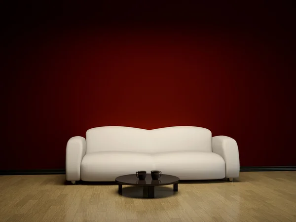 Intérieur avec un canapé et une table — Photo