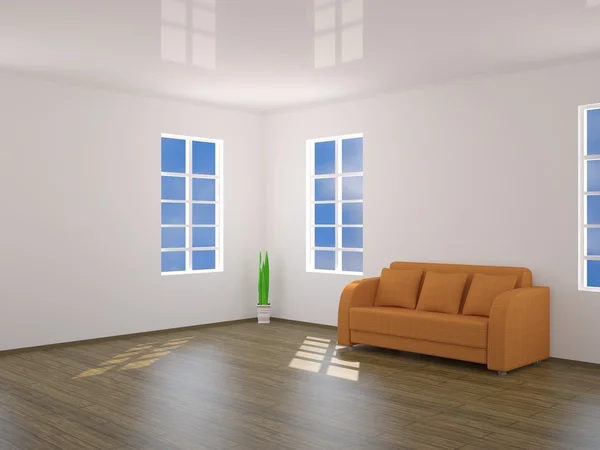 O interior com o sofá laranja — Fotografia de Stock