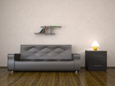 Interior with a leather sofa clipart