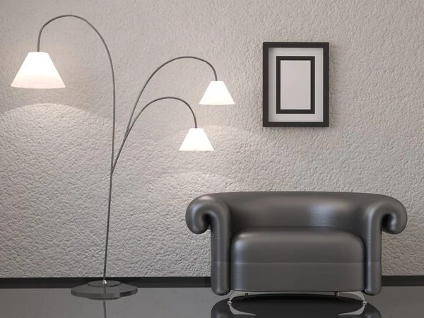 Het interieur met stoel en lamp — Stockfoto