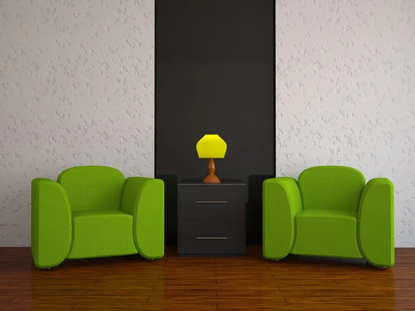 室内装饰和两个扶手椅 — 图库照片