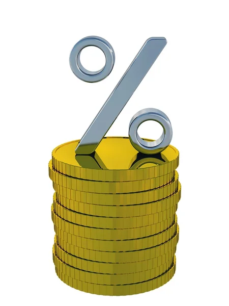 Percent and coins — Stock Photo, Image