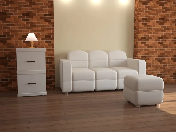 Interno con mobili bianchi — Foto Stock