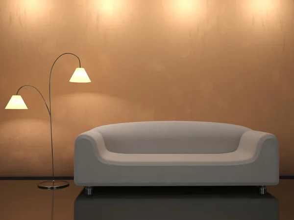 O interior com sofá — Fotografia de Stock