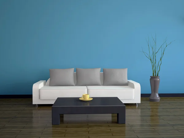 Interior con un sofá blanco — Foto de Stock