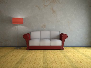 Interior with old sofa clipart