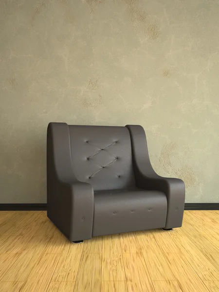 黑色真皮扶手椅 — 图库照片