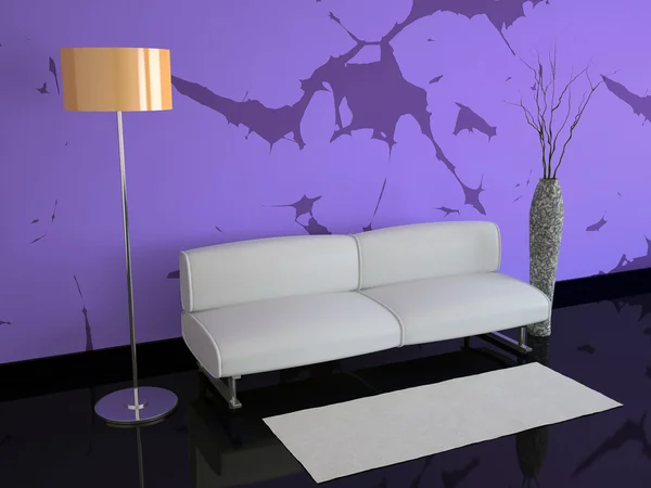 Rum med violett väggar — Stockfoto