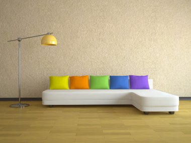 Sofa with color pillows clipart