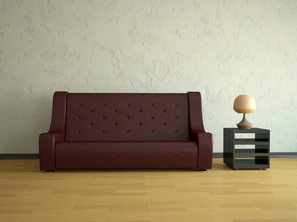 Sofá de couro vermelho — Fotografia de Stock