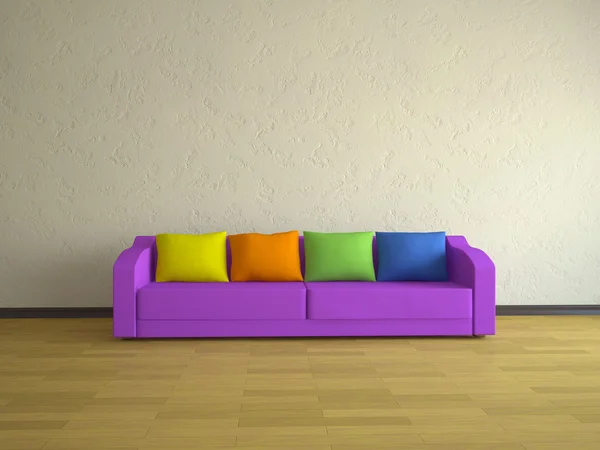 Interno con divano viola — Foto Stock