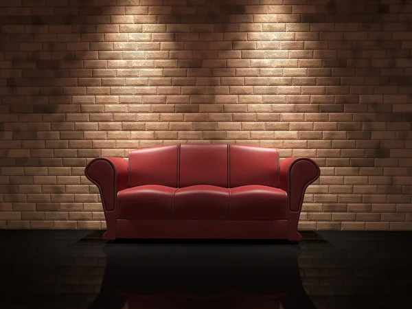 赤い革のソファ — ストック写真