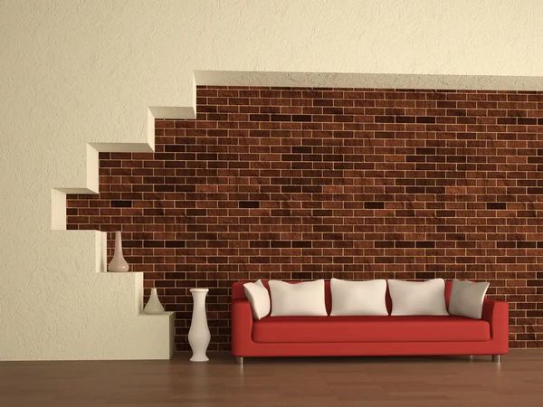El sofá rojo — Foto de Stock