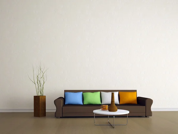 El sofá marrón — Foto de Stock