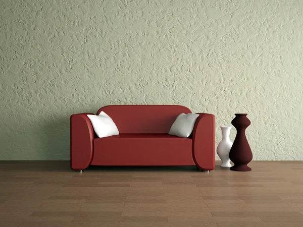 Red leather sofa — Stock Photo, Image