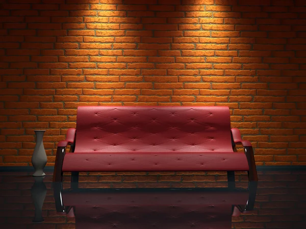 Piros bőr kanapé — Stock Fotó