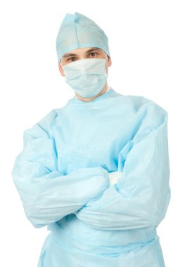 Male surgeon in uniform with arms crossed clipart