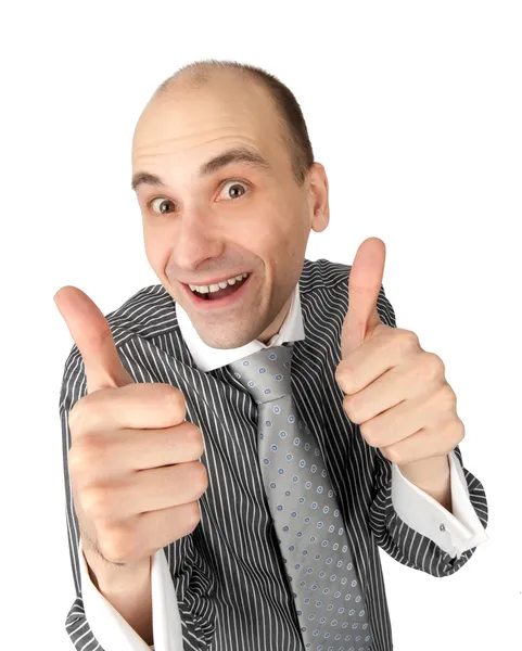 Homem de negócios feliz mostrando polegares para cima — Fotografia de Stock