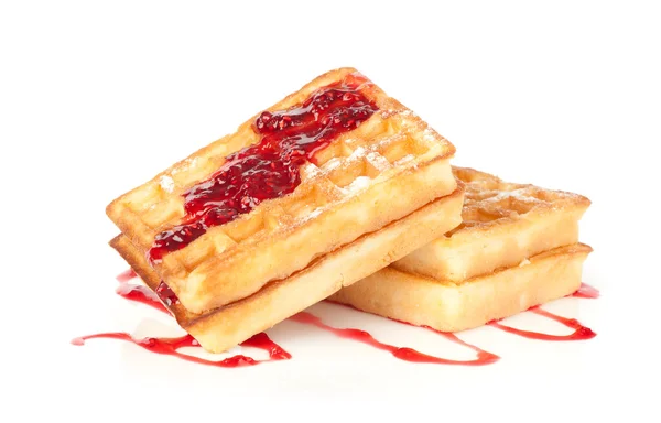 Waffles saborosos com geléia — Fotografia de Stock