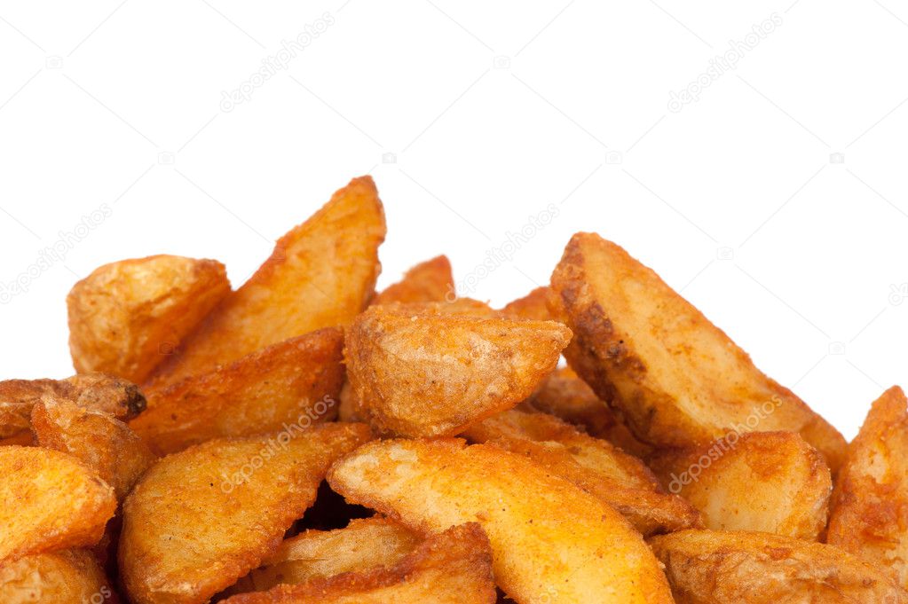 Fried Potato wedges. Fast food