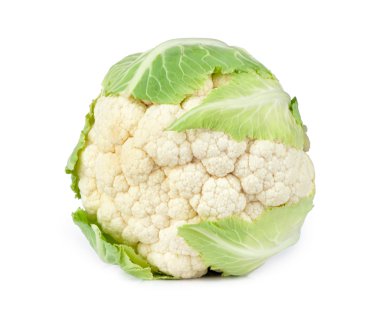 Cauliflower and green leaf on white background clipart