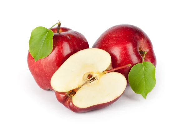 Two ripe red apples and half. — Stock Photo, Image