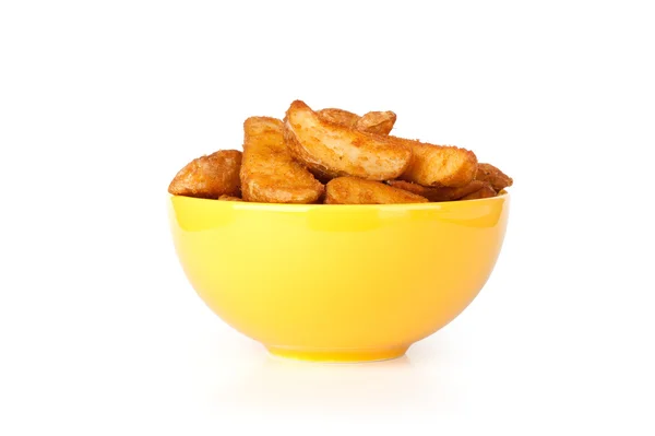 Potato wedges from the oven. Isolated on white. — Stock Photo, Image