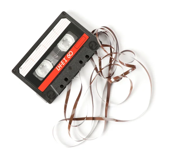 白で隔離される古いオーディオ カセット — ストック写真
