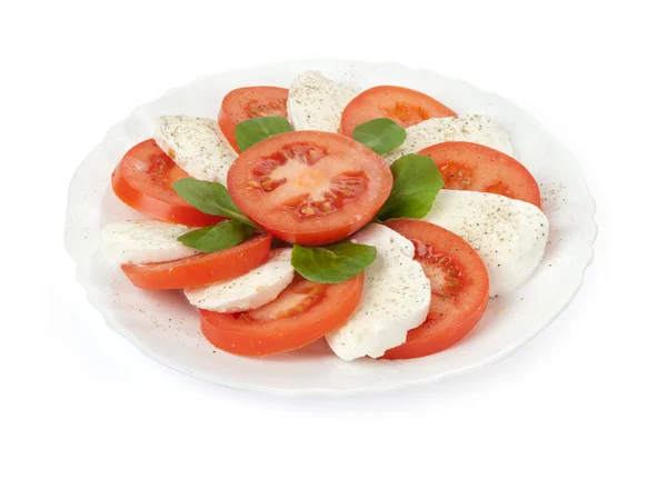 Salad with mozzarella and tomatoes — Stock Photo, Image