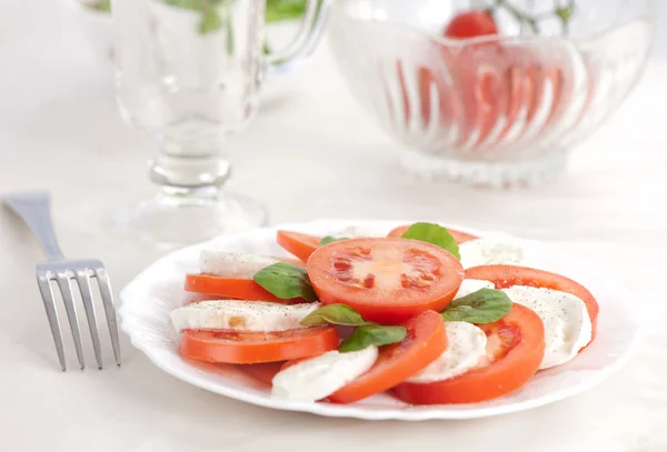 Italian salad with tomatos and mozarella cheese — Stock Photo, Image