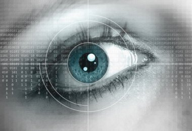 Eye close-up with technology background clipart