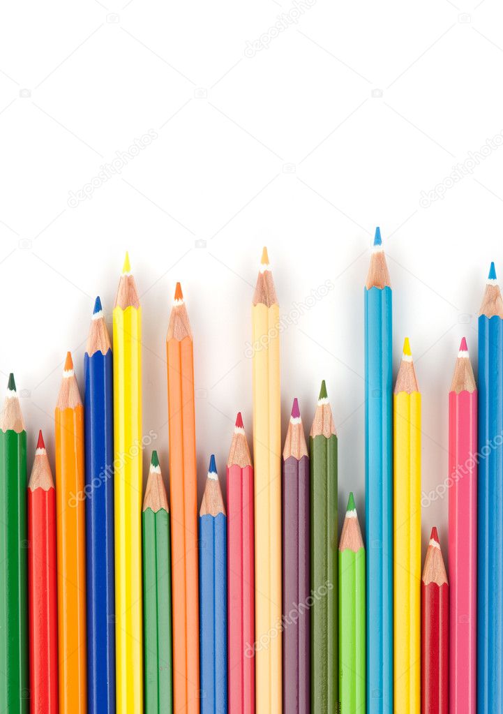 Colored pencils, isolated on a white background
