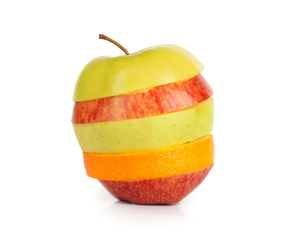 Red, yellow and green sliced apple — Stock Photo, Image