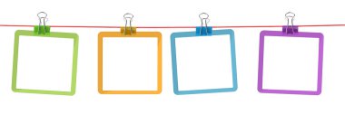 Color frames on the rope with clothespins clipart