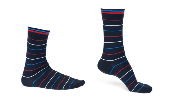 Paar gestreifte Socken isoliert auf weißem Hintergrund — Stockfoto