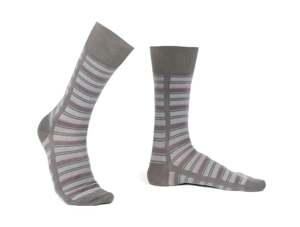 Par de meias listradas isolado em um fundo branco — Fotografia de Stock
