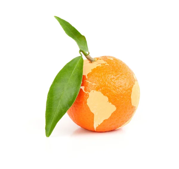 Mandarin avec carte du monde — Photo