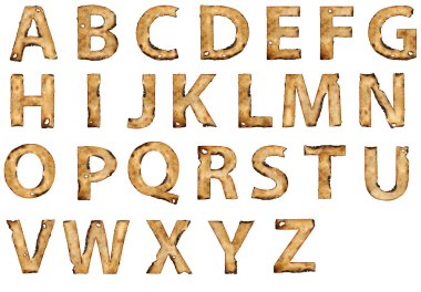 Grunge yanmış kağıt alfabe