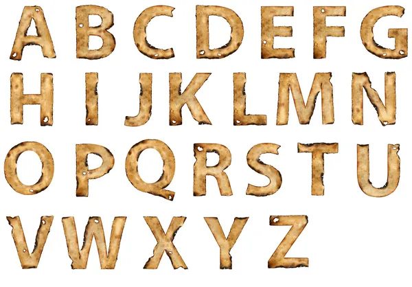 Grunge spáleného papíru abeceda — Stock fotografie