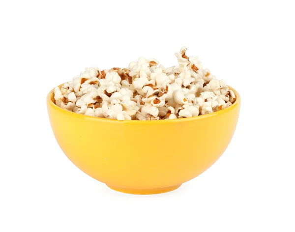 Popcorn in a yellow bowl — Stock Photo, Image