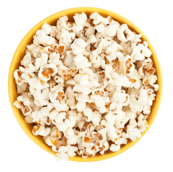 Skål med popcorn. ovanifrån — Stockfoto