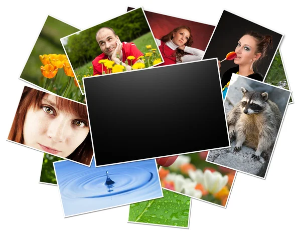 Collection of photos with blank frame — Stock Photo, Image