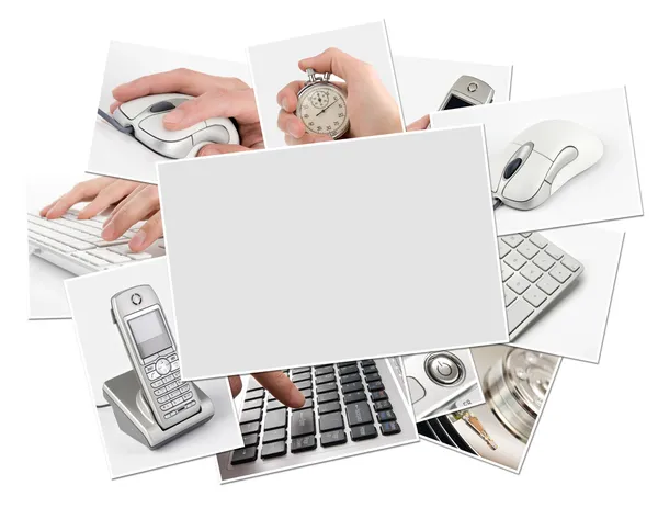 Collection of technology photos with blank frame — Stock Photo, Image
