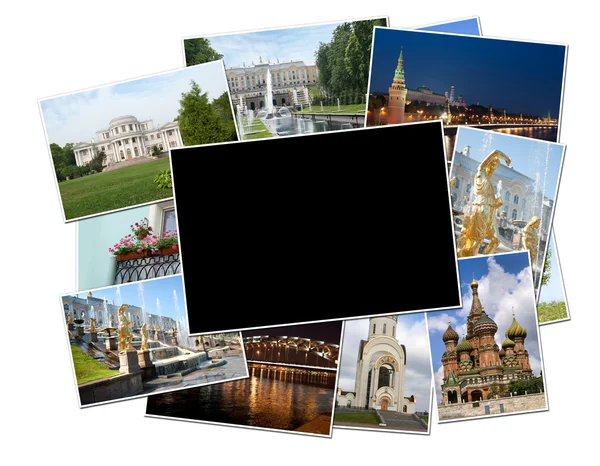 Photos of Moscow and St. Petersburg with blank frame — Stock Photo, Image