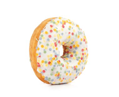 Doughnut covered in sprinkles isolated on white background clipart