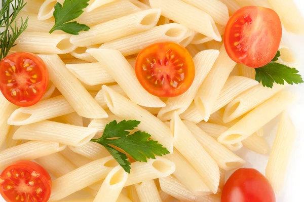 Närbild på pasta och tomat — Stockfoto