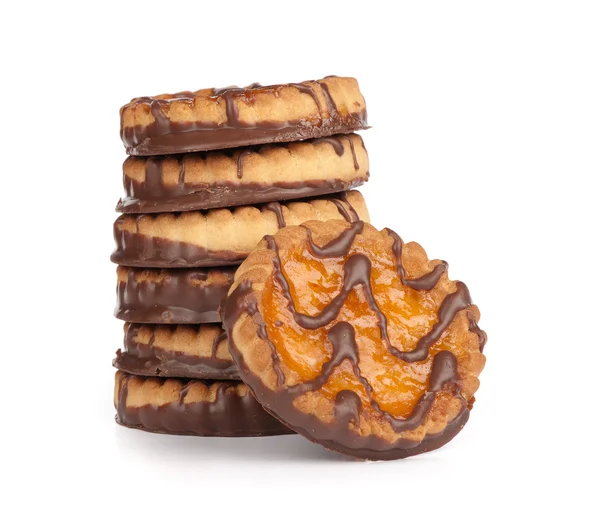 Čokoládové cookies s džemem closeup — Stock fotografie