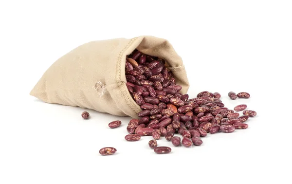 Dried red beans in canvas sack — Stock Photo, Image